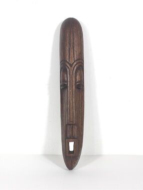 Mid Century Carved Wood Face Mask Signed by Artist